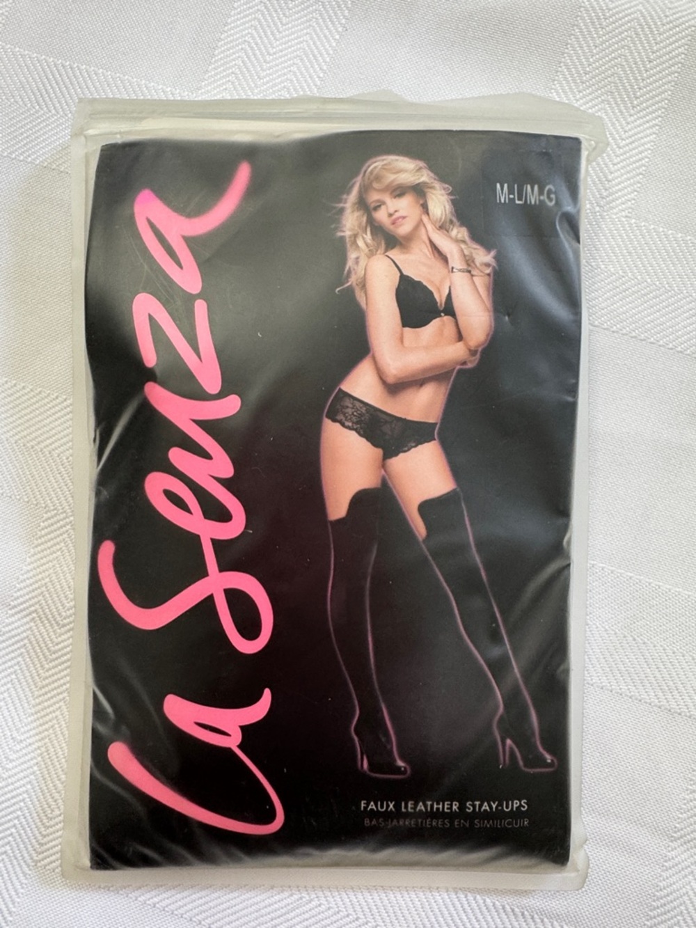 La Senza Black Faux Leather Thigh-High Stay-Ups